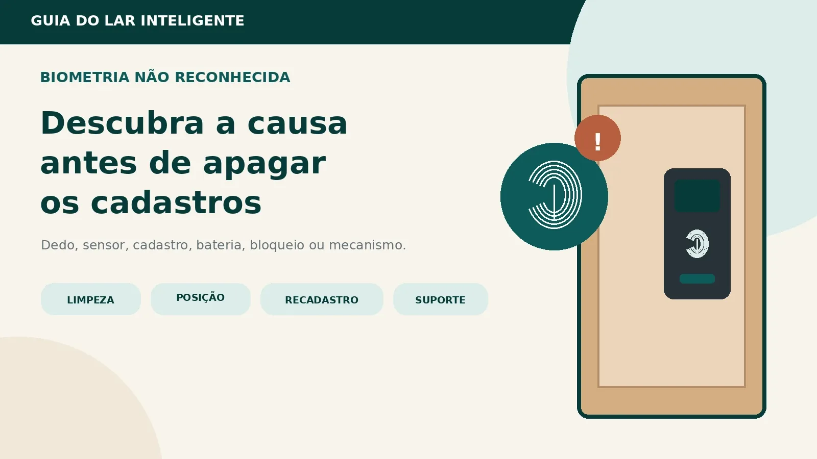 Porta com fechadura biométrica e símbolo de alerta sobre impressão digital