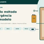 Porta com fechadura digital, bateria 9 V, conector USB-C e chave de emergência