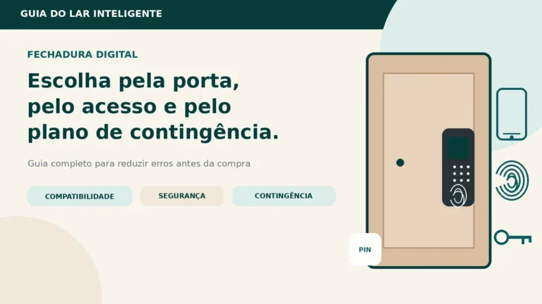 Porta residencial com fechadura digital e símbolos de senha, biometria, celular e chave