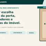 Porta de apartamento com fechadura digital e critérios de porta, usuários, contingência e regras